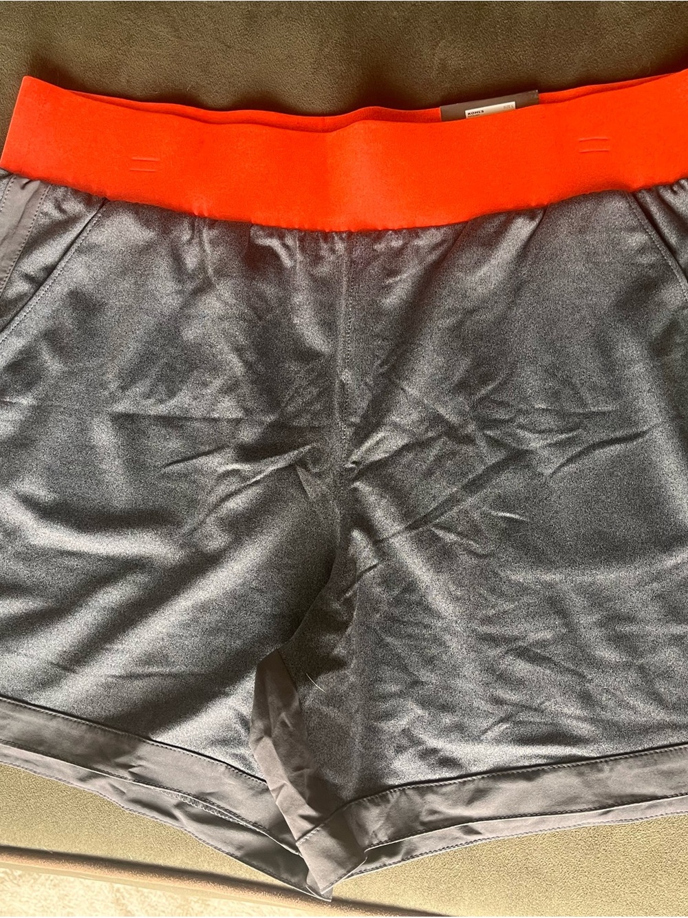 tek gear Black Athletic Shorts with Bright Orange Waistband NWT Size L